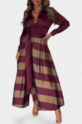 Nessia I Long Camisero Dress - Striped Pattern and Fitted Belt