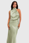 Ava™ | Halter Satin Dress with Elegant and Shiny Design