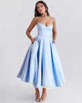 Selene | Midi Dress Made of Satin Duchess with Corset and Abundant Tulle