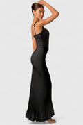 Almyra™ | Elegant Dress with Square Neckline and Asymmetrical Ruffles