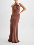 Anzhelia | Elegant Maxi Dress with Halter Neck