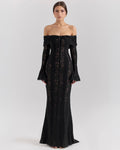 Alessandra | Maxi Dress with Floral Lace and Off-Shoulder Corset