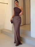 Sophia | One-Shoulder Satin Maxi Dress - Elegant and Sophisticated