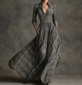 Laila | Long Checkered Dress with Elegant Corset
