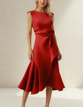 Juliette – Asymmetrical Midi Dress with Draping in a Modern and Elegant Style