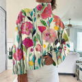 Kalanchoe | Floral Sweater with High Collar